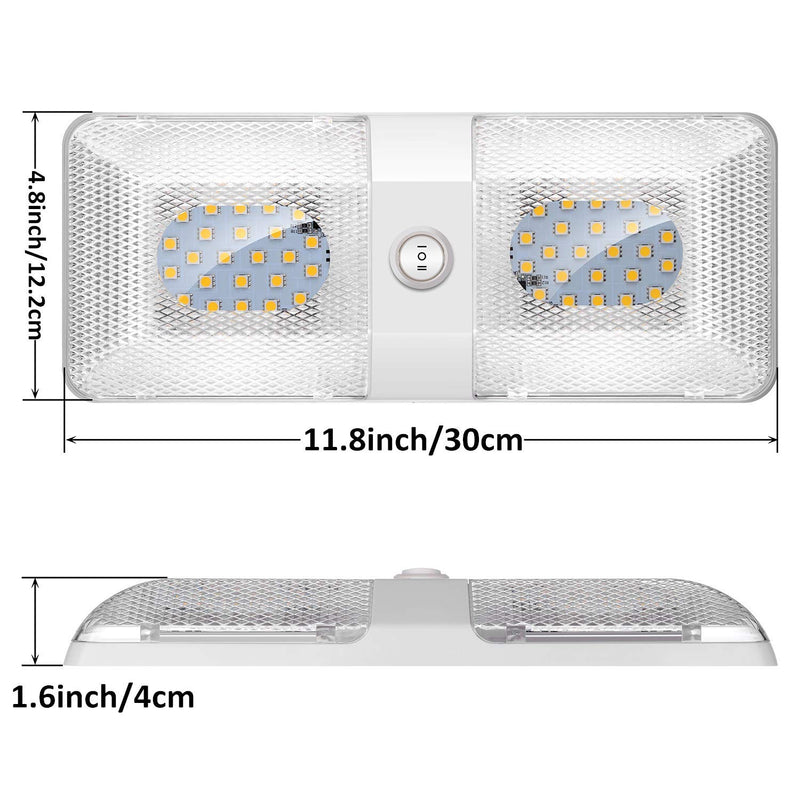  [AUSTRALIA] - BlueFire 1 Pack Upgraded Super Bright DC 12V Led RV Ceiling Double Dome Light RV Interior Lighting Trailer Camper RV Lights Interior with ON/Off Switch for Trailer Camper Car RV Boat (Natural White) Natural White