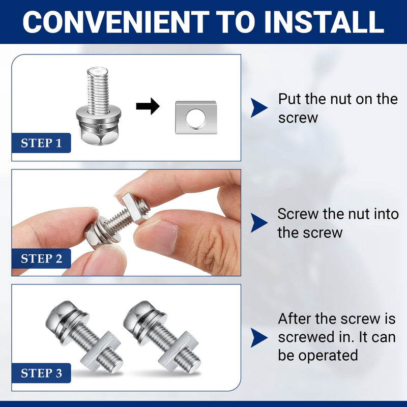  [AUSTRALIA] - 56 Pack Motorcycle Battery Terminal Nuts and Bolt Kit M6 x 10 mm 12 mm 16 mm 20 mm Bolt Square Nut Kit Stainless Steel Motorcycle Battery Screw and Nut - Perfect for ATV Bike Scooter