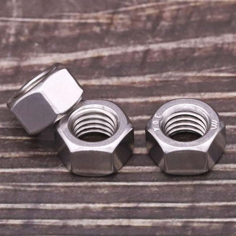  [AUSTRALIA] - 3/8-16 Stainless Steel Finished Hex Nut, 304 Stainless Steel 18-8 Hexagon Nut, Bright Finish, Full Thread, ASME B18.2.2, 25 of Pack 3/8-16 (25 pcs)