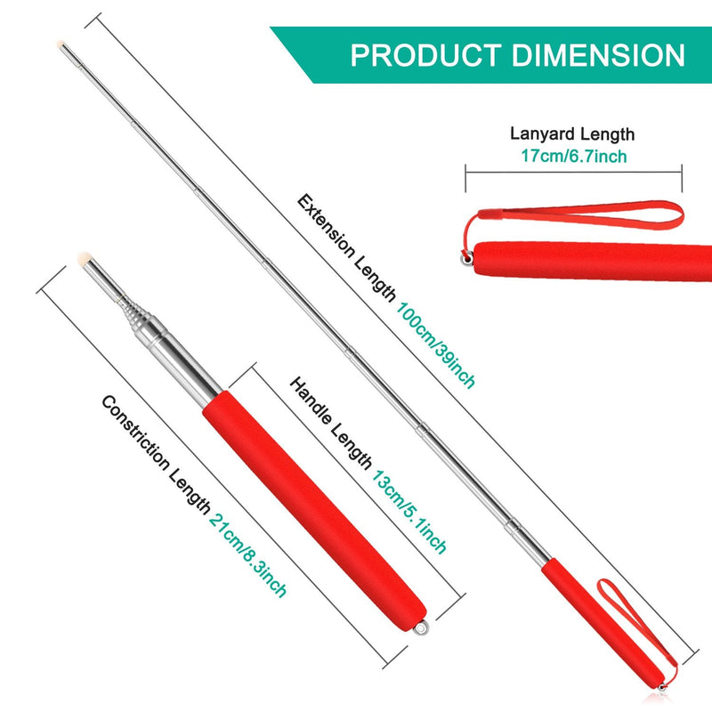  [AUSTRALIA] - Alcoon 3 Pack Telescopic Teachers Pointer Retractable Handheld Presenter Extendable Classroom Whiteboard Pointer with Lanyard for Teachers, Coach, Presenter, Extends to 39 Inch (Black, Red, Blue)