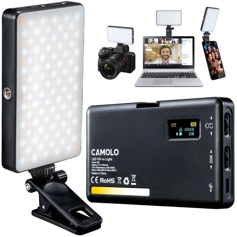  [AUSTRALIA] - CAMOLO 160 LED Cell Phone Fill Light,Video Conference Lighting,Zoom Light,Webcam Lighting,Selfie Light with Clip for Laptop/Computer,Phone,iPad,TikTok,Live Streaming,Self Broadcasting,Makeup,Meeting