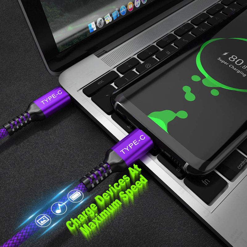USB Type C to C 100W Cable 10ft/2-Pack,Power Delivery Fast Charging PD Charger Cord for MacBook Pro Mac M1,S21 21,iPad Pro 11 2018 Air 4 4th Generation 2020,Samsung Galaxy Note 10 20 S20 FE Plus Ultra 10 FT Purple - LeoForward Australia