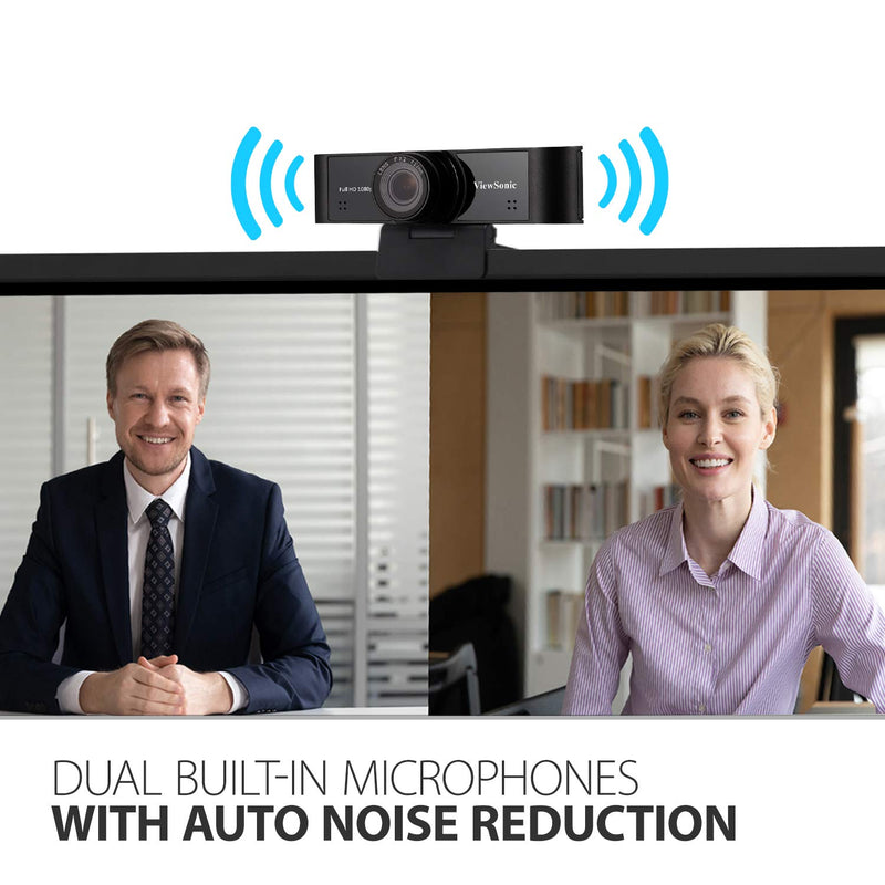  [AUSTRALIA] - ViewSonic VB-CAM-001 Full HD 1080p USB Web Camera w/Dual Stereo Microphone with Auto Noise Reduction,110 Degree Ultra-Wide Lens for Zoom/Teams/Skype Conferencing and Video Calls on PC and Mac
