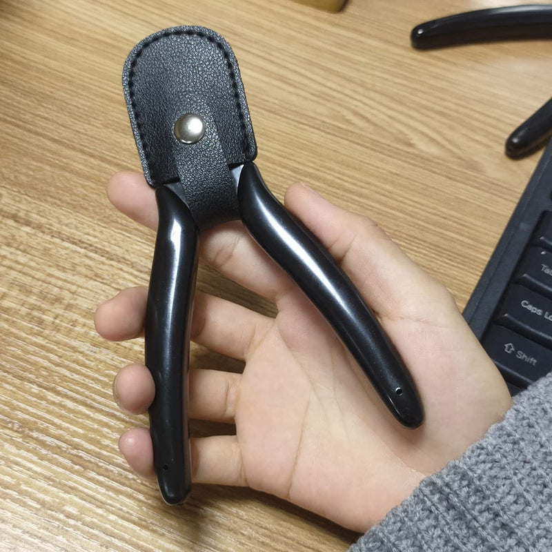  [AUSTRALIA] - Scissors Sheath ITROLLE 4PCS Black Safety Leather Scissors Covers Eyebrow Trimming Beauty Tool Protection Cover Sewing Scissor Protector