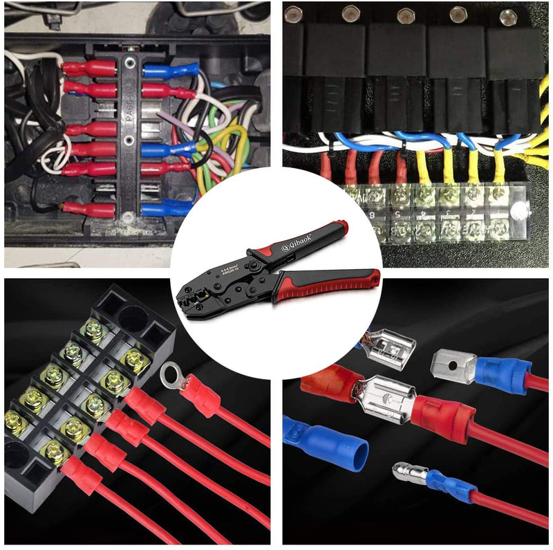  [AUSTRALIA] - Wire Crimper Tool Qibaok Ratcheting Insulated Wire Terminal Connectors Crimping Tool for AWG20-10 Crimping Tool For Insulated Nylon Connectors