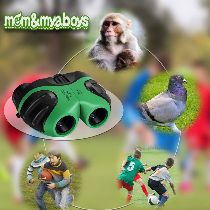  [AUSTRALIA] - mom&myaboys Compact Shock Proof Binocular for Kids - Best Gifts-Birthday Gifts for Kids (Green) green