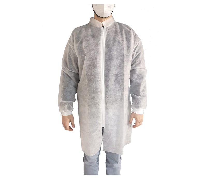  [AUSTRALIA] - 10 white disposable protective gowns OneProtek - zipper and long-sleeved disposable gowns - one size (105 cm) 1