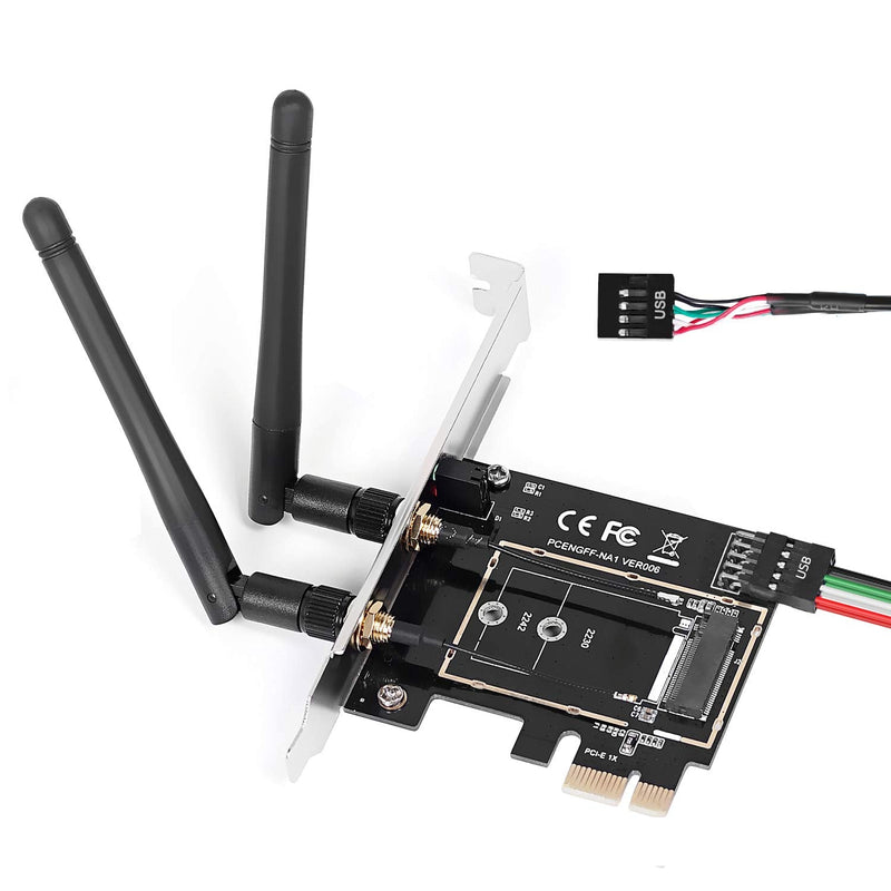  [AUSTRALIA] - MZHOU Wireless Network Card Adapter M.2 NGFF to PCI-E 1X WiFi Network Card Converter,PCI-E M.2/NGFF Card Passive Adapter with Dual-Band 2.4/5G Antenna,for WiFi and Bluetooth Card.(Not Including WiFi Wifi Card