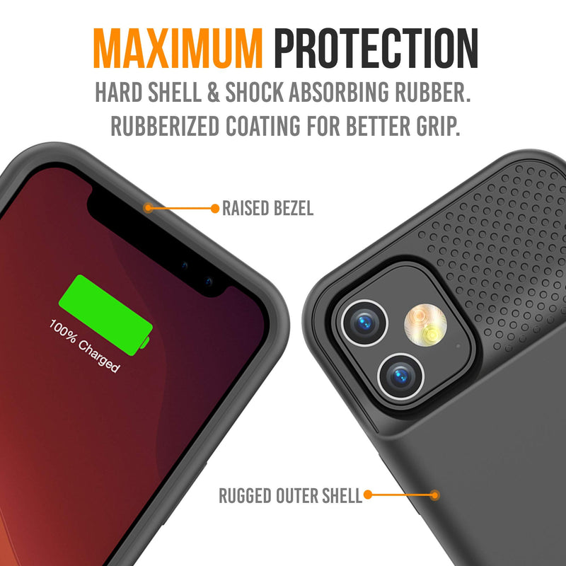  [AUSTRALIA] - Battery Case for iPhone 12 Pro & iPhone 12, 5000mAh Slim Portable Protective Extended Charger Cover with Wireless Charging Compatible with iPhone 12 and iPhone 12 pro (6.1 inch) - BX12 (Matte Black)