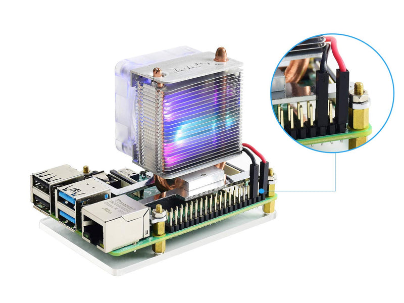  [AUSTRALIA] - Waveshare ICE Tower CPU Cooling Fan for Raspberry Pi with Super Heat Dissipation Supports Both Raspberry Pi 4 & 3