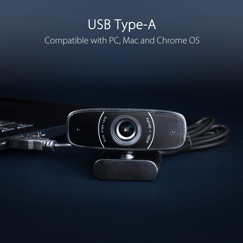  [AUSTRALIA] - ASUS Webcam C3 1080p HD USB Camera - Beamforming Microphone, Tilt-Adjustable, 360 Degree Rotation, Wide Field of View, Compatible with Skype, Microsoft Teams and Zoom