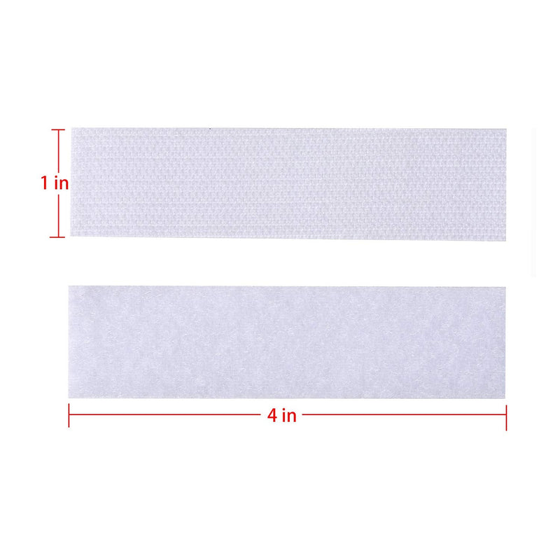  [AUSTRALIA] - White 15 Sets 1x4 inch Hook and Loop Strips with Adhesive, Strong Back Adhesive Interlocking Fasten Mounting Tape for Home or Office Use - Instead of Holes and Screws White