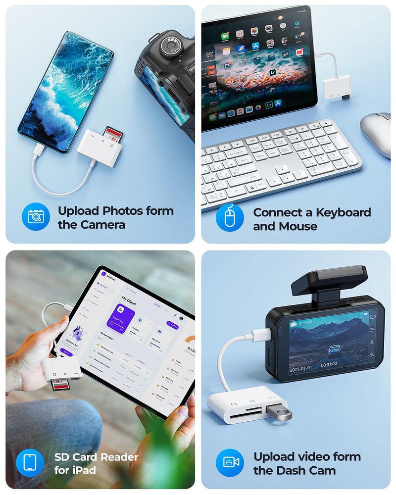  [AUSTRALIA] - USB C to Micro SD TF Memory Card Reader, 3-in-1 USB C Card Read Compatible with iPad Pro, MacBook Pro/Air, Chromebook, USB Camera Card Reader Adapter for XPS, Galaxy S10/S9 and More USB C Devices