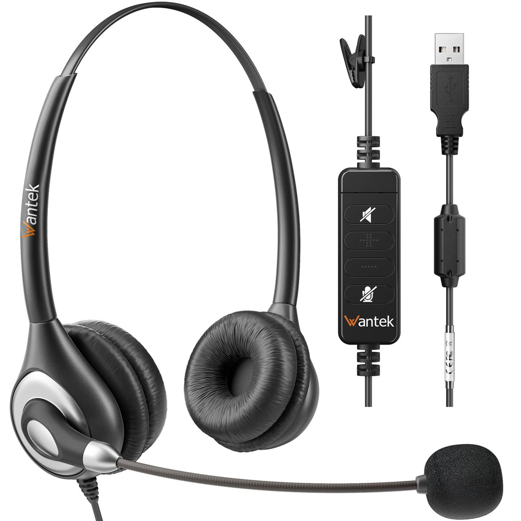  [AUSTRALIA] - USB Headset with Microphone Noise Cancelling & Audio Controls, Computer Headphones for PC Laptop, Business, Home Office, Call Center, Skype, Zoom, Webinar, Clear Chat, Super Light,Binaural Binaural