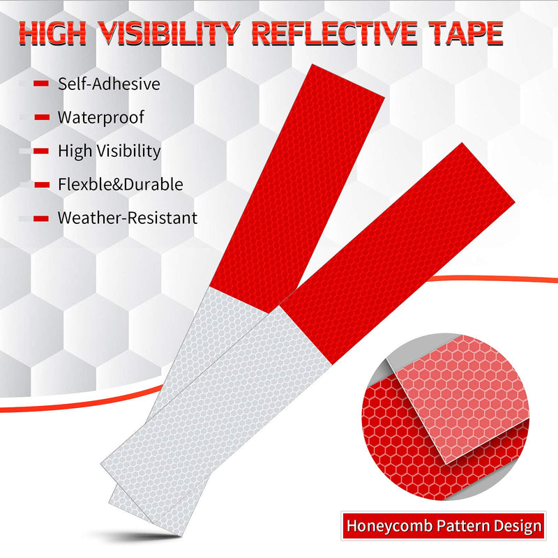  [AUSTRALIA] - 2 x 12 Inch Reflective Tape Waterproof Trailer Reflector Conspicuity Sticker Red and White Safety Caution Warning Self-Adhesive Trailer Sticker for Trailers, Cars, Trucks, Signs (40 Pieces) 40