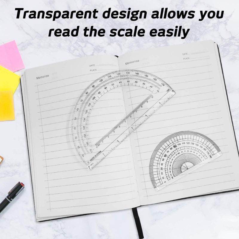 Pack of 4, Plastic Protractors, DaKuan Math Protractors 180 Degrees, 4 Inch & 6 Inch, Clear - LeoForward Australia