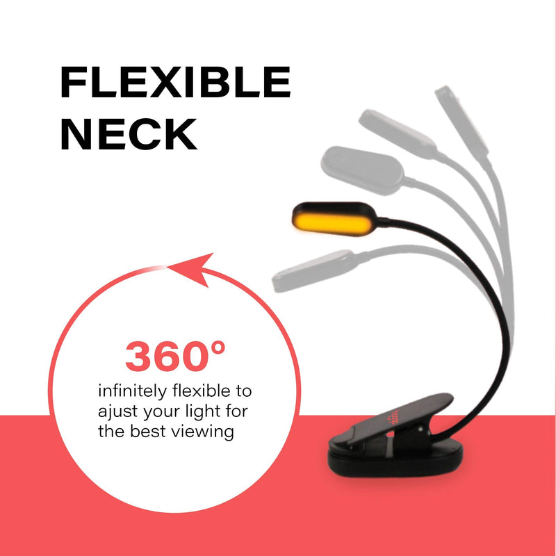  [AUSTRALIA] - Book Light, Amber, Rechargeable, Blue Light Blocking Clip-On LED Reading Light by Hooga. 3 Brightness. 1600K Temp. Eye Care Light for Strain-Free, Healthy Eyes. Gift for Students, Kids, Book Worms. Amber Light