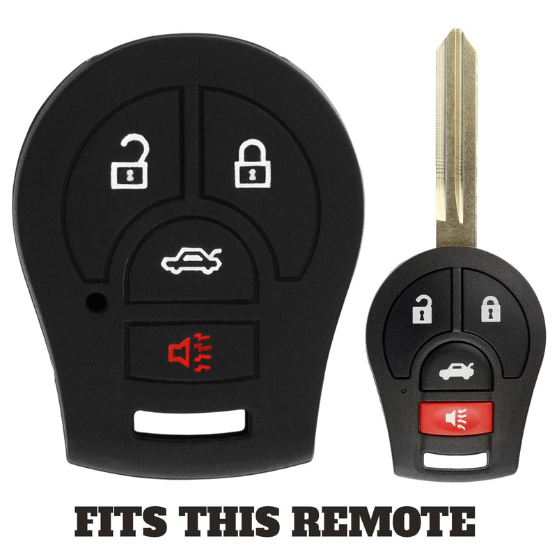  [AUSTRALIA] - KeyGuardz Keyless Entry Remote Car Key Fob Outer Shell Cover Soft Rubber Protective Case For Nissan Versa Cube CWTWB1U751 Black