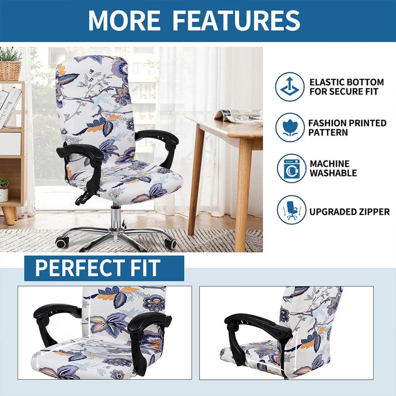  [AUSTRALIA] - smiry Stretch Printed Computer Office Chair Covers, Soft Fit Universal Desk Rotating Chair Slipcovers, Removable Washable Anti-Dust Spandex Chair Protector Cover with Zipper (Beige) Beige
