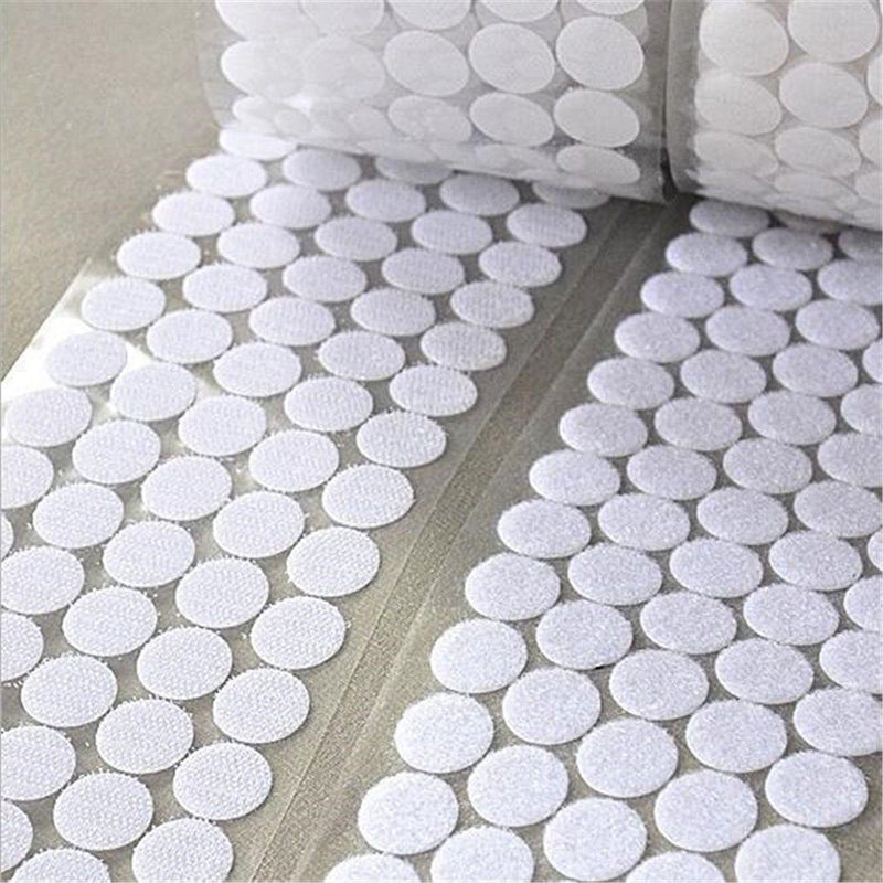  [AUSTRALIA] - 1000 Pieces (500 Pairs) Small Sticky Back Dots with Adhesive Clear Round Self Adhesive Dots 10mm Diameter White Waterproof Nylon Coins Hook & Loop Dots Sticky Glue Tapes