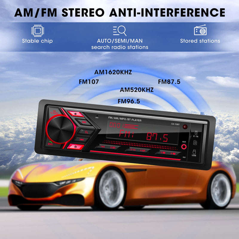  [AUSTRALIA] - Single Din Car Stereo Radio: Bluetooth Mechless Multimedia System | AM FM Radio Receiver | MP3 USB Aux-in | 7 RGB LCD Backlight | Built-in Mic | Wireless Remote | APP Control