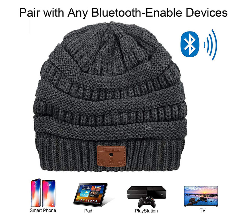 BULYPAZY Bluetooth Beanie, Bluetooth 5.0 Wireless Winter Hat with Double Fleece Lined, Mic and HD Speakers, Unique Valentines Gifts for Women Men - LeoForward Australia