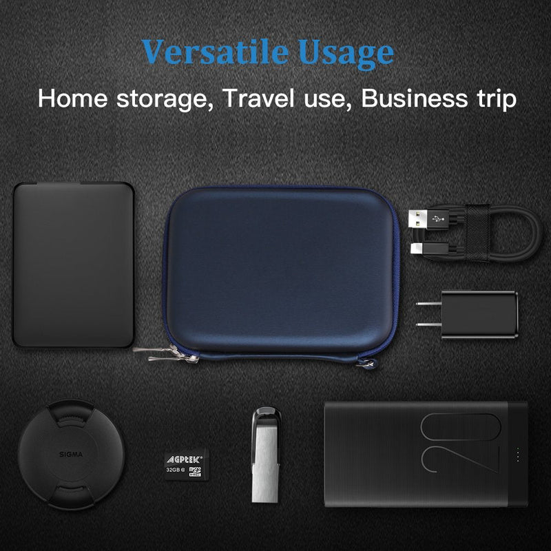  [AUSTRALIA] - AGPTEK EVA Shockproof Hard Drive Carrying Case,Travel Carrying Case for 2.5-inch Portable External Hard Drive-Transcend 1 TB,2TB, Kingston MLWG2, RAVPower FileHub, MP3 Player, Power Bank (Blue) Blue