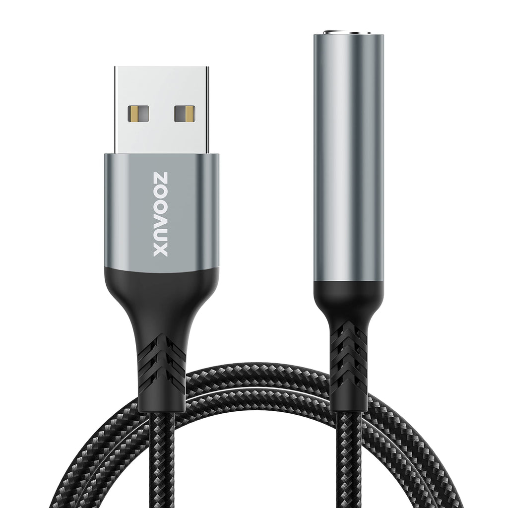  [AUSTRALIA] - ZOOAUX USB to 3.5mm Jack Audio Adapter,External Sound Card USB-A to Audio Jack Adapter with Aux Stereo Converter Compatible with Headset,PC Windows,Laptop Mac,Desktops,Linux,PS4 PS5 and More (Grey)