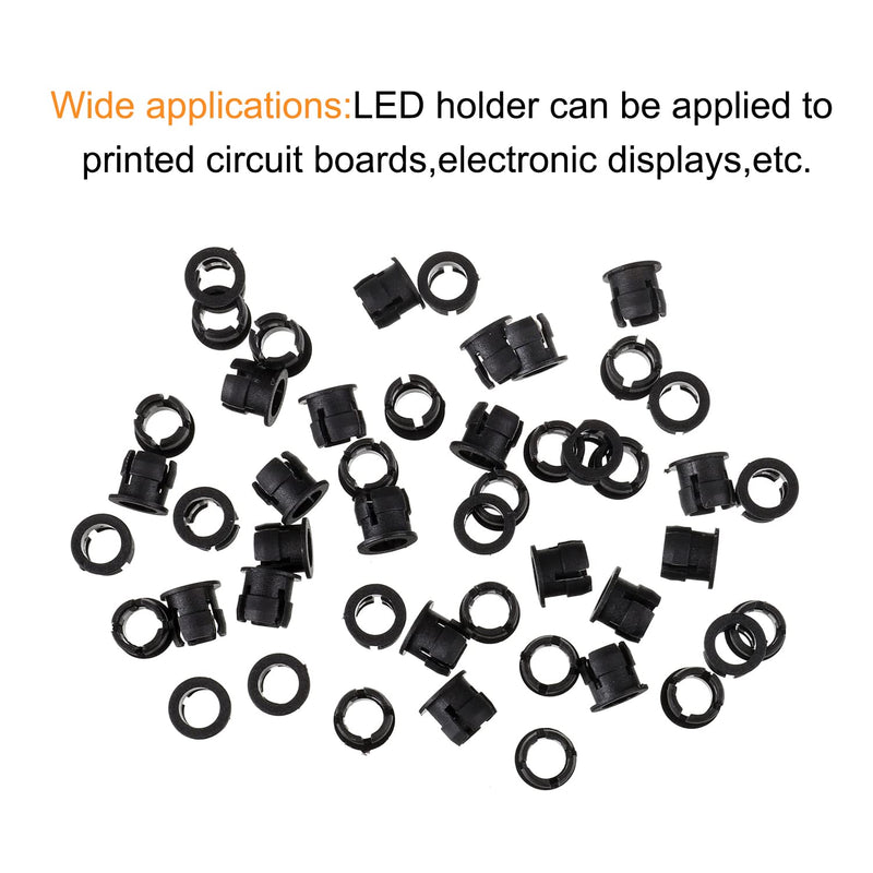  [AUSTRALIA] - BOJACK 100 Pieces Black Plastic 5mm LED Holder LED Bezel Holder Light Emitting Diode Holder LED Light Mounting Holders on Panel