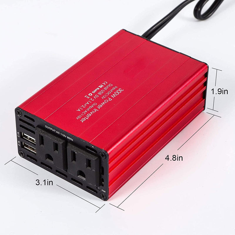  [AUSTRALIA] - 300W Power Inverter Modified Sine Wave Converter for Home Car RV with AC Outlets Converter DC 12V in to AC 110V Out Claret
