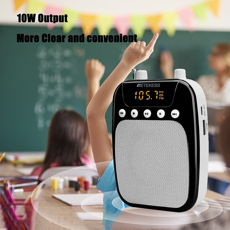  [AUSTRALIA] - Retekess TR623 Voice Amplifier with TT123 Wireless Microphone Headset, 1800mAh Rechargeable Portable PA System Speaker for Teachers, Singing, Coaches, Training, Tour Guide