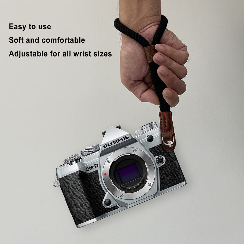  [AUSTRALIA] - Geiomoo Mirrorless Camera Wrist Strap, Soft Comfortable Adjustable Hand Grip Wristband (Black) Black