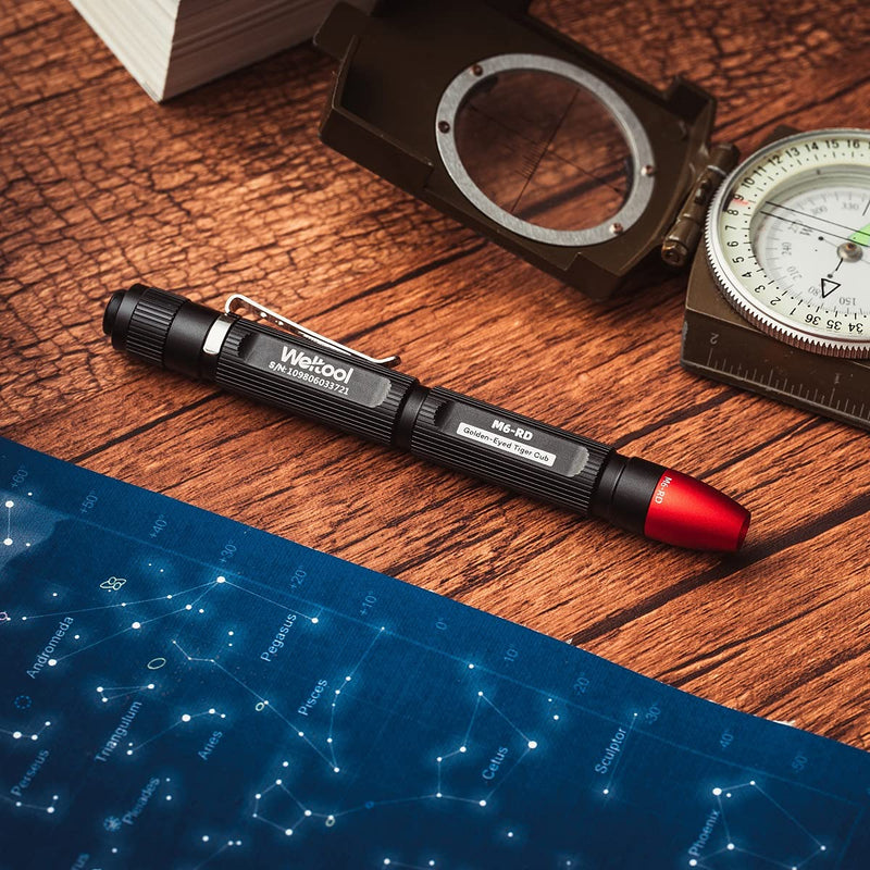  [AUSTRALIA] - Weltool M6-RD Red LED Dark Adjustment Penlight for Pilots Watching Navigation Charts, HGN Tests, SFST and ARIDE to Dry Reviews, Pocket Pen Light with Clip for Doctors and Veterinarians