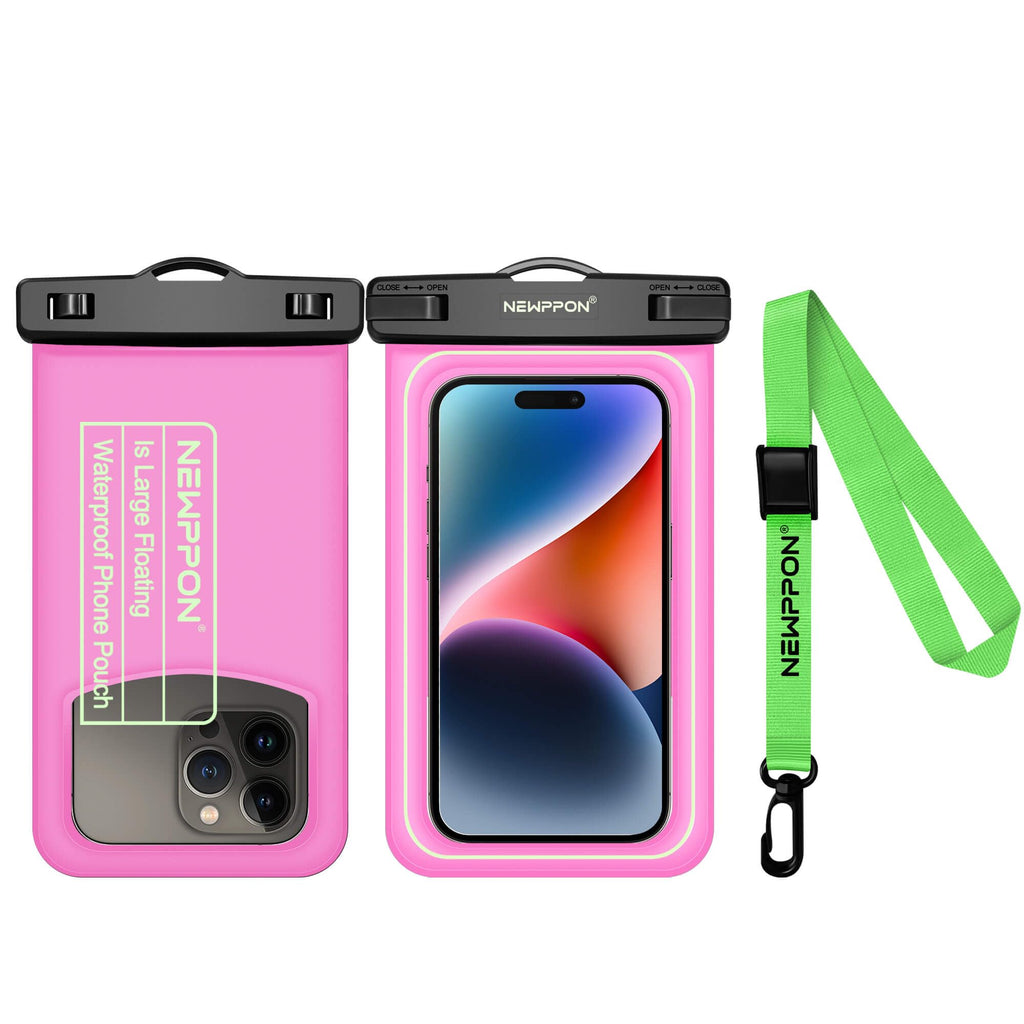  [AUSTRALIA] - newppon Medium Floating Waterproof Phone Pouch : Float Clear Cell Holder Protector with Lanyard - Universal Floatable Water Proof Dry Bag for iPhone Samsung Galaxy for Beach Swimming Pool