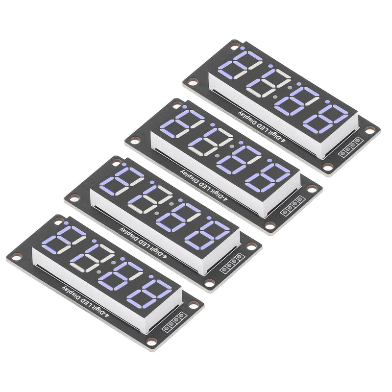  [AUSTRALIA] - 4 Set 4 Digit Digital Tube with Pin Header LED Display Board 7 Segments Clock Module TM1637 0.56in Clock Double Dots Module (Blue MRA041C)