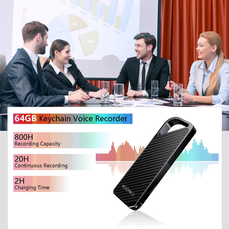  [AUSTRALIA] - 32GB Voice Recorder, Wohlman Mini Audio Voice Recorder, 800H Recording Capacity, Triple Noise Reduction, OTG Function, Digital Recording Device for Meeting Lecture Interview Class V1-32G