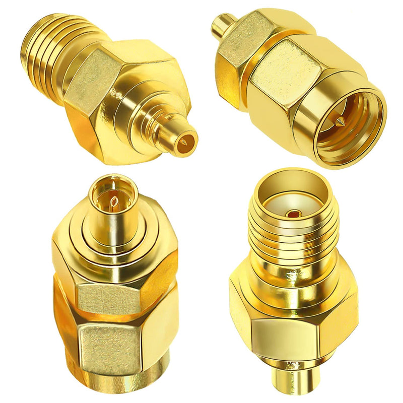  [AUSTRALIA] - TUOLNK SMA to MMCX Coaxial Adapter Kit Pure Brass for WiFi Antenna/Networks/Extension Cable MMCX Male/Female to SMA Male/Female Coax Connector Kits Coax Antenna Adapter 4 Set