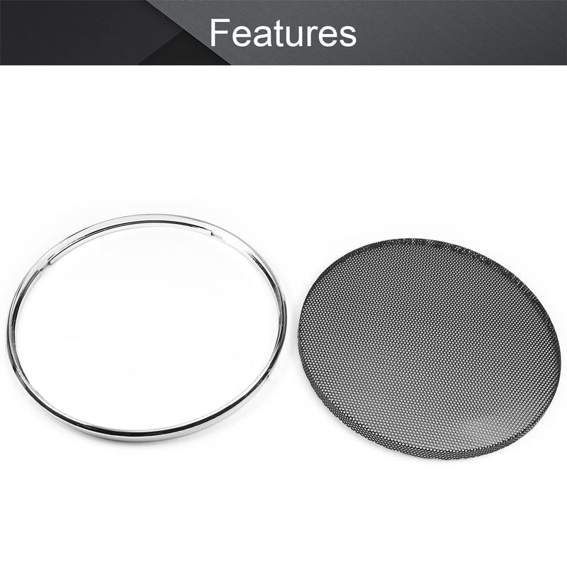  [AUSTRALIA] - Fielect 2Pcs 5.5 inch Speaker Grill Cover Metal Mesh Speaker Covers Subwoofer Grill Guard Protector Audio Accessories Black Grill Silver Trim 5.5"