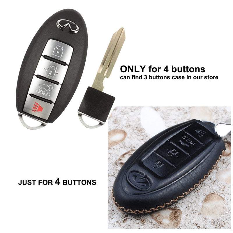  [AUSTRALIA] - Cadtealir Calfskin Genuine Leather 2000-2018 Infiniti Infinity g35 qx56 fx35 q50 g37 m35 qx60 i35 qx80 q60 qx30 Key fob Cover case Holder only for 5 Buttons (4 Buttons)