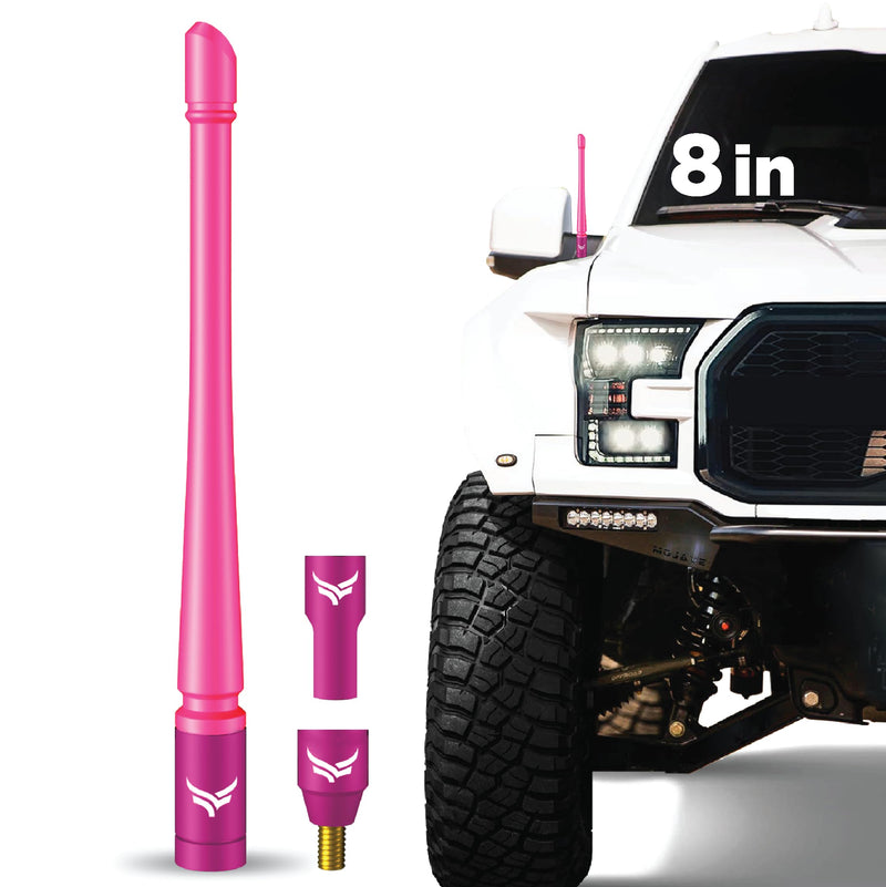  [AUSTRALIA] - EcoAuto Radio Antenna for Trucks (8" Flexible) - Dodge Ram 1500 Accessories, Ford F150 Accessories, Car Antenna for Vehicles GMC & Chevy Trucks, Jeep Wrangler, Gladiator - Anti-Theft (Pink) Pink 8 Inch Flexible