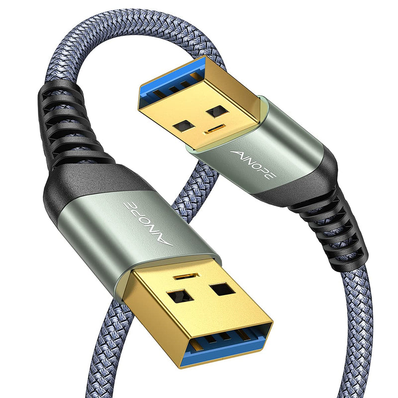  [AUSTRALIA] - 2 Pack AINOPE USB 3.0 A to A Male Cable 6.6FT+6.6FT,USB 3.0 to USB 3.0 Cable [Never Rupture] USB Male to Male Cable Double End USB Cord Compatible with Hard Drive Enclosures, DVD Player, Laptop Cool Grey