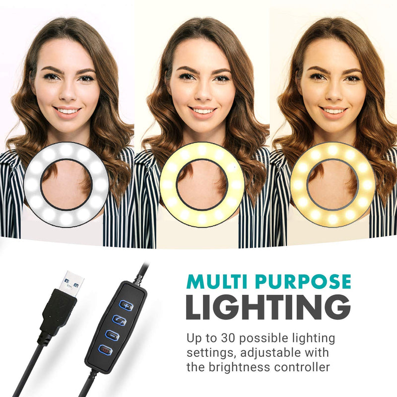  [AUSTRALIA] - Movo VGC-1 Flexible Selfie Ring Light, 3 Lighting Modes, 10 Brightness Settings, Adjustable Neck, USB Connection - Perfect for Live-Streaming, Makeup Tutorials, Vlogging, TikTok Filming and More