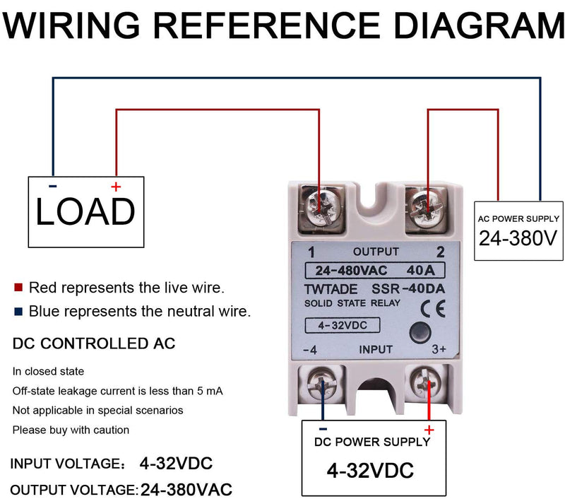  [AUSTRALIA] - TWTADE Solid State Relay SSR-40 DA 40A DC 3-32V to AC 24-380V + Heat Sink DC to AC 40A