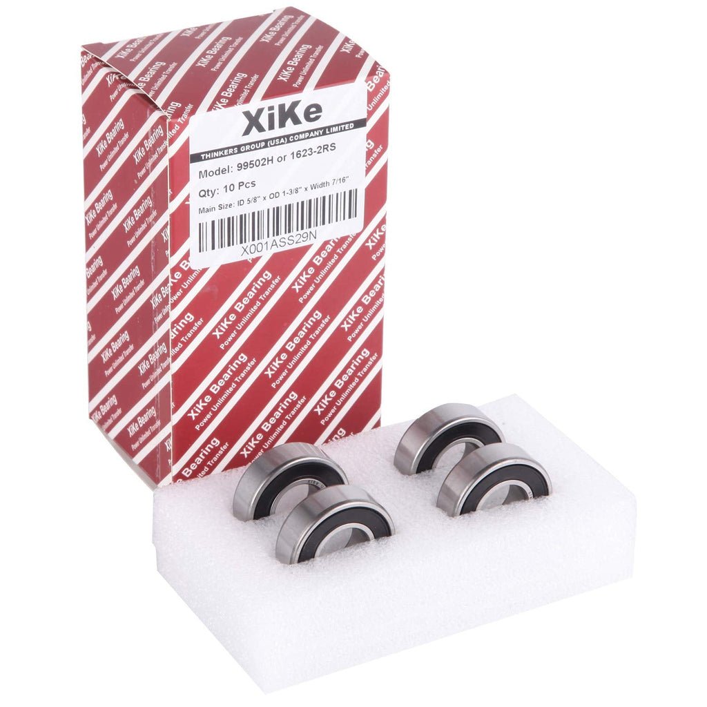  [AUSTRALIA] - XiKe 4 Pack 99502H or 1623-2RS Bearings 5/8" x 1-3/8" x 7/16" inch, Stable Performance and Cost-Effective, Double Seal and Pre-Lubricated, Deep Groove Ball Bearings.