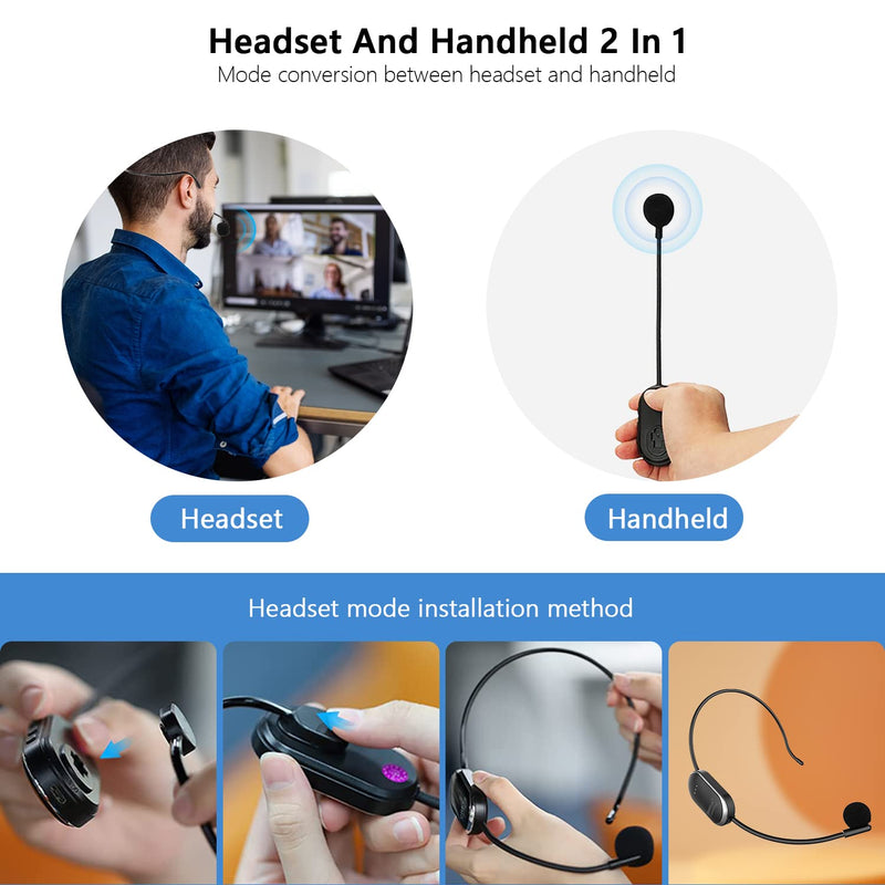  [AUSTRALIA] - Bietrun USB Wireless Microphone Headset for Windows/Mac OS/Linux, 100Ft Range, Rechargeable Transmitter(6H work time) for Coumputer, Laptop, Macbook, Android, Tablelet, Streaming, Youtube, Meeting