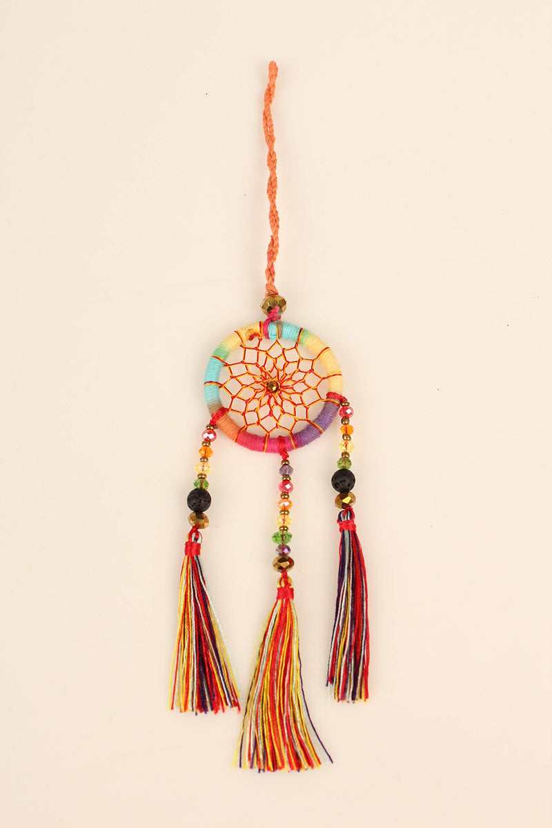  [AUSTRALIA] - Dream Catcher – Handmade Dream Catcher Accessory with Beads – Simple and Colorful Dream Catcher for Bag, Rear Mirror, Keychain – 6.7-inch Dream Catcher with Tassels – Fun and Stylish Accessory (Blue) Blue