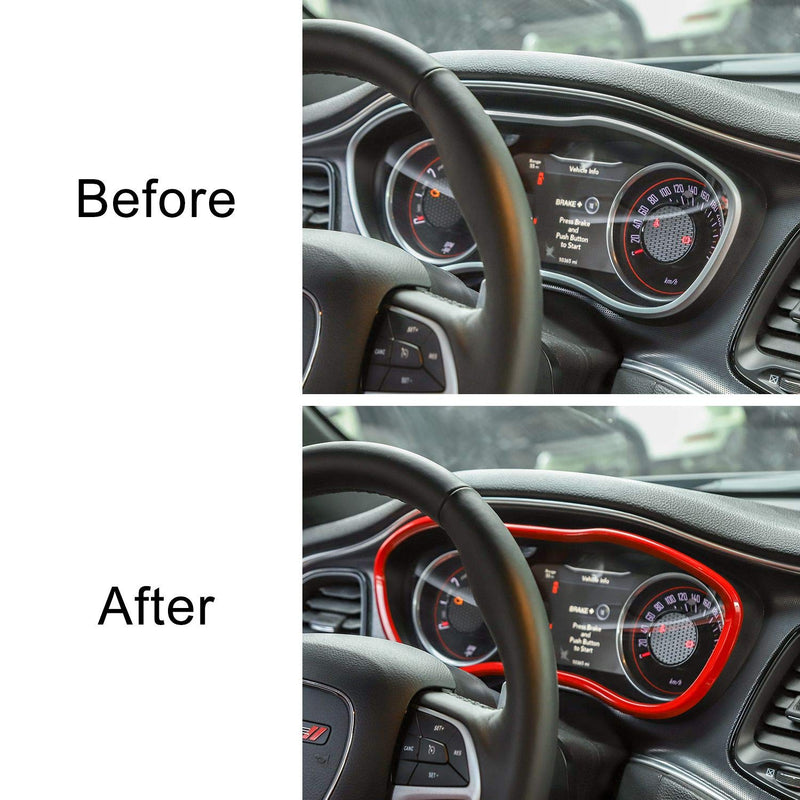  [AUSTRALIA] - Voodonala for Challenger Dash Board Covers Trim for 2015-2020 Dodge Challenger, ABS Red 1pc