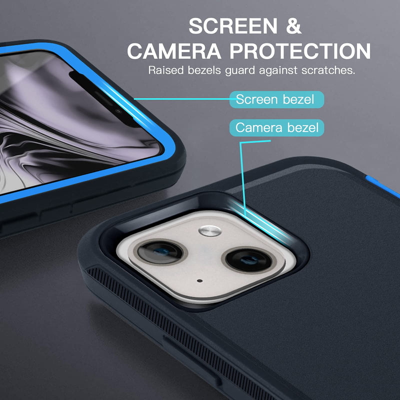  [AUSTRALIA] - AICase for iPhone 13 Case with Belt-Clip Holster, Screen Protector, Heavy Duty Protective Phone Case, Military Grade Full Body Protection Shockproof/Dustproof/Drop Proof Rugged Cover (Admiral Blue) Admiral Blue/royal Blue