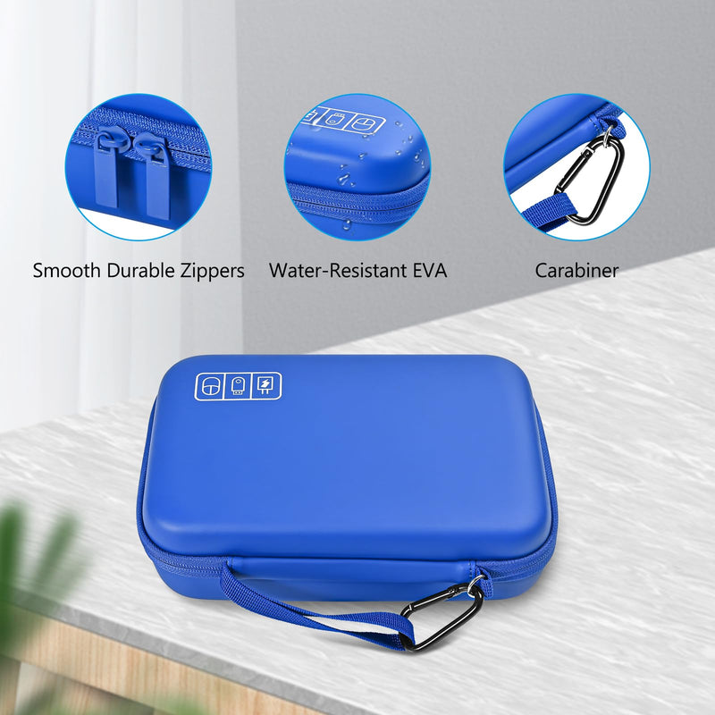  [AUSTRALIA] - ProCase Hard Travel Electronic Organizer Case for MacBook Power Adapter Chargers Cables Power Bank Apple Magic Mouse Apple Pencil USB Flash Disk SD Card Small Portable Accessories Bag -Blue Blue