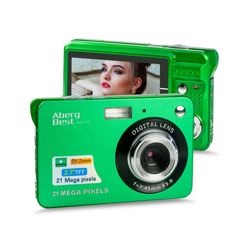  [AUSTRALIA] - Digital Camera, AbergBest Mini Kids Digital Cameras for Teens with 8X Zoom HD 720P Compact Camera with LCD Screen for Students, Boys, Girls, Kids Green